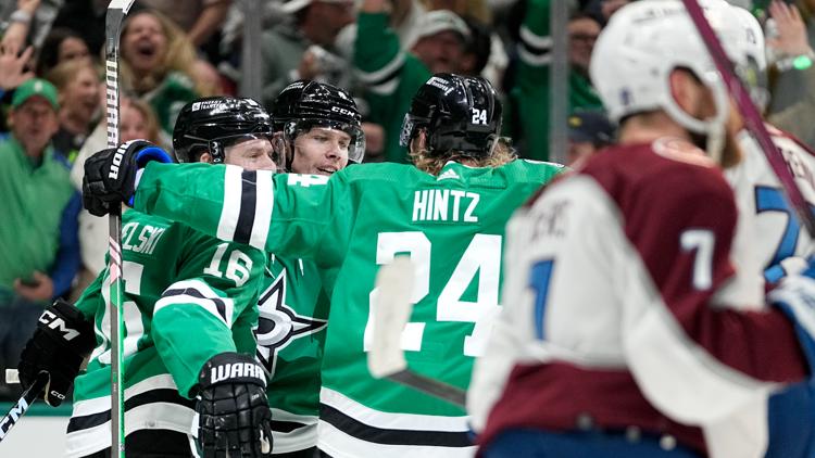 Stars beat Avs 5-3 in Game 2 to even series