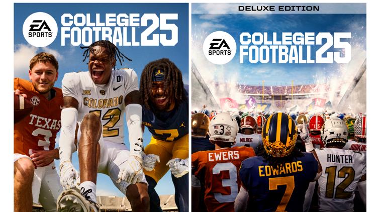 EA Sports College Football 25 comes out on July 19. Edwards, Ewers, Hunter are on standard cover