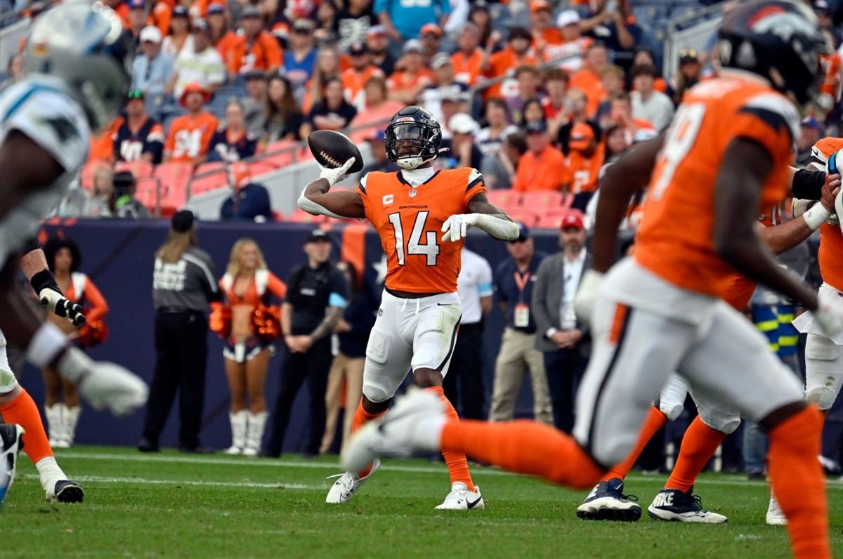 Broncos’ Courtland Sutton on making Denver history with wide receiver pass and 100-yard receiving day: “Club of one”