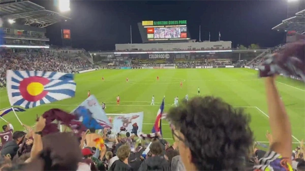 Rapids goalkeeper and mascot asking for fans to fill the stands for the playoffs